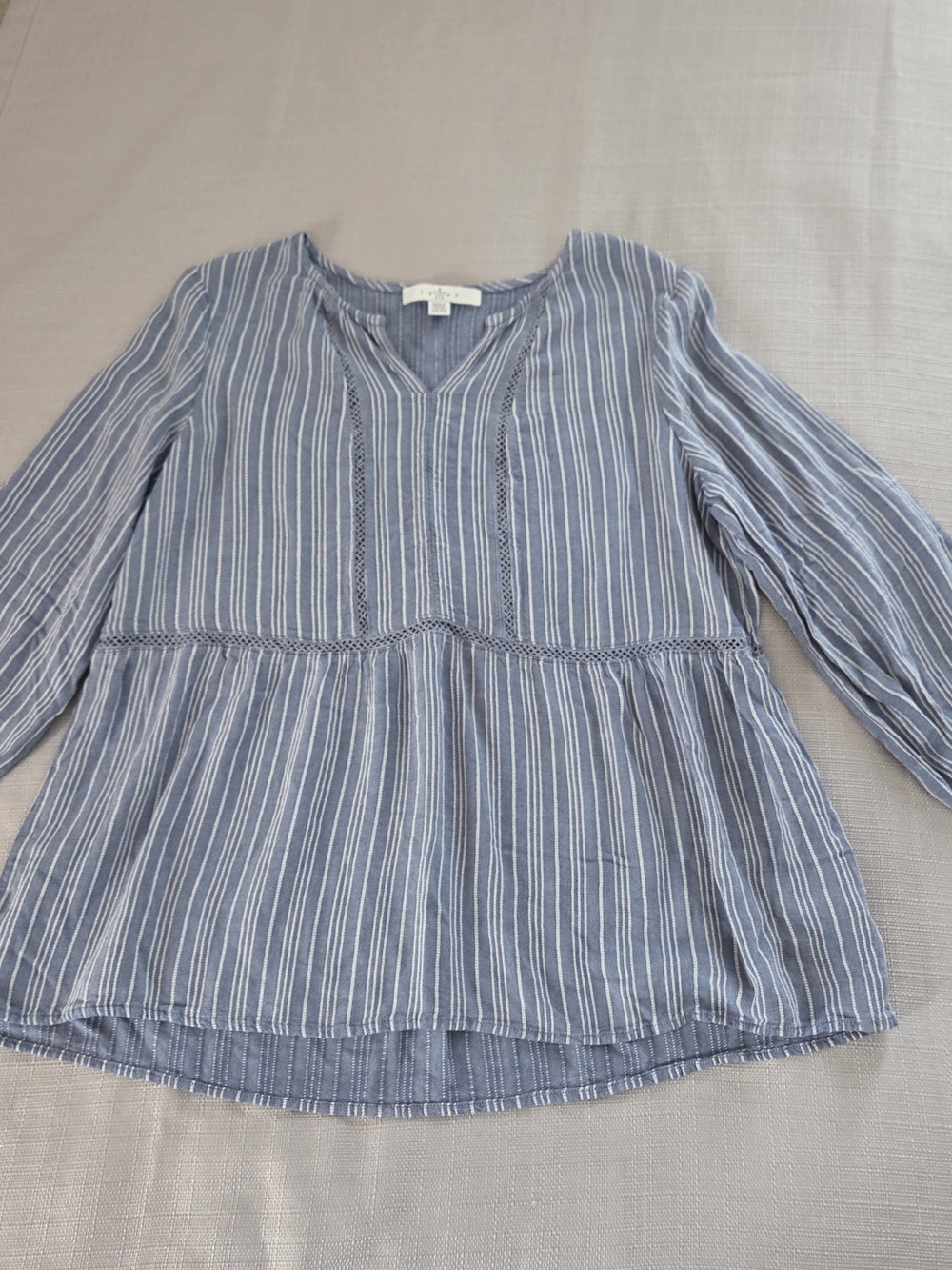 Fever Blue and White Striped V-Neck Top